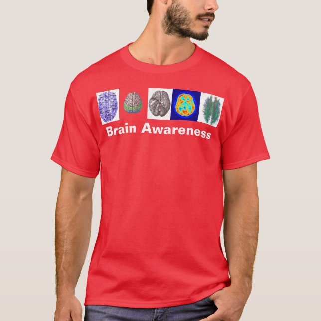 Camiseta Vermelho do T da consciência do cérebro (Frente)