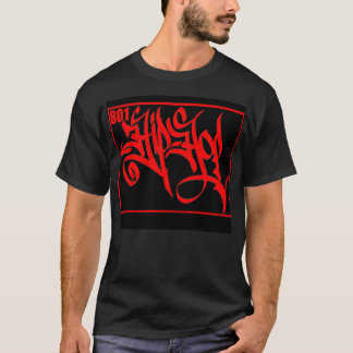 Camiseta Vermelho do t-shirt de 801 Hip Hop no preto