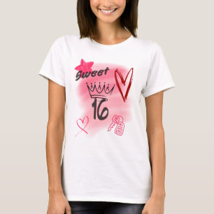 Camiseta Vermelho Doce 16 Aerógrafo Estético Coroado