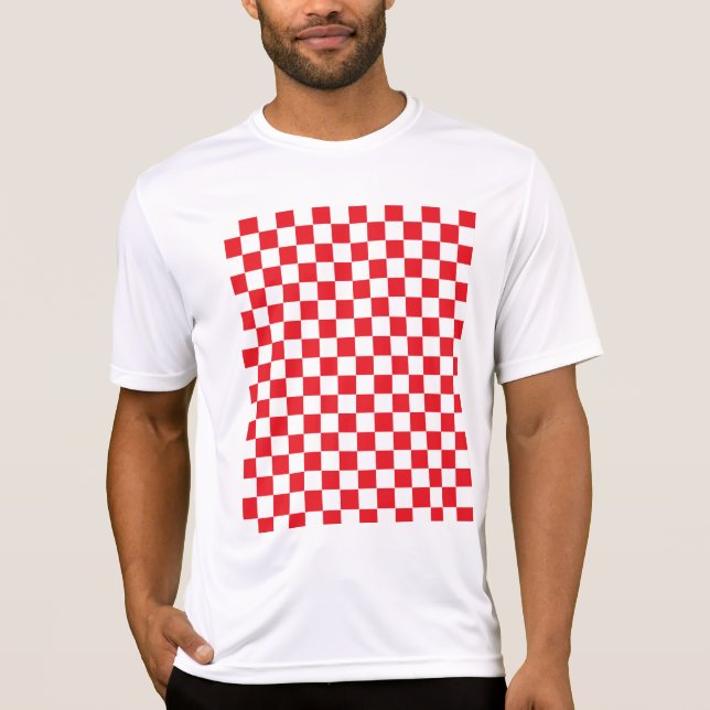 Camiseta Vermelho e branco Checkered (Frente)