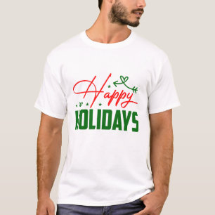 Camiseta Vermelho e Verde Festivo Feliz Natal Férias