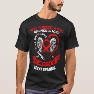 Camiseta Vermelho Em Memória De Doença Cardíaca Do Vovô Exc