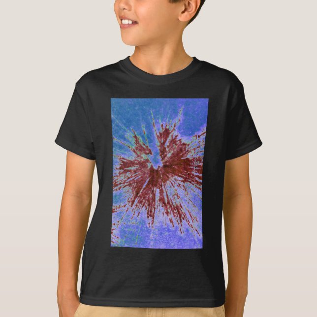 Camiseta Vermelho em púrpura e pincel azul (Frente)