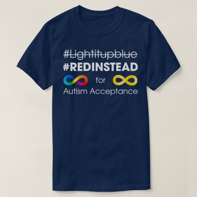 Camiseta Vermelho Em Vez De Aceitação De Autismo (Frente do Design)