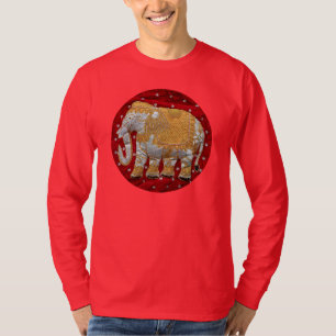 Camiseta Vermelho Embellished e ouro do elefante indiano