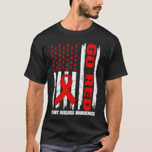 Camiseta Vermelho EUA Sinalizador vermelho Fita Vermelha Se