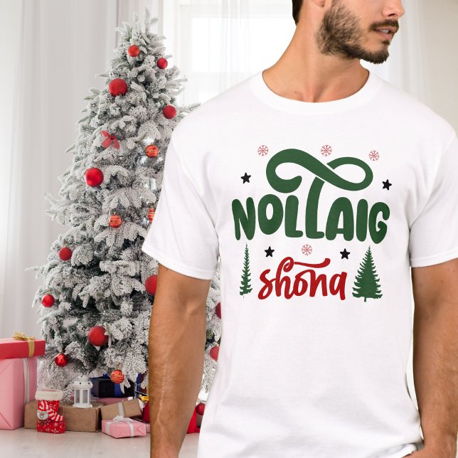 Camiseta Vermelho Festivo e Nollaig Verde Shona (Criador carregado)