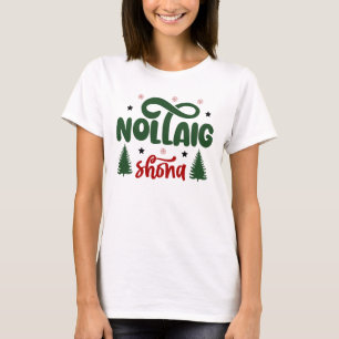Camiseta Vermelho Festivo e Nollaig Verde Shona