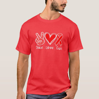 Camiseta Vermelho Fita Consciência Figurino Drogas Liberdad