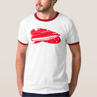 Camiseta vermelho-foguete-retro