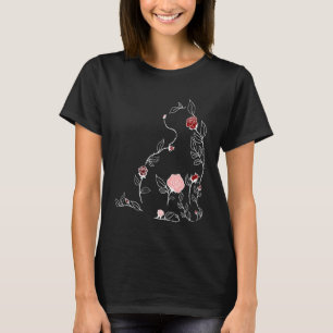 Camiseta Vermelho Grená Borgonha Flor Gato Vermelho Grená B