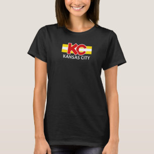 Camiseta Vermelho Kansas City Clássico Listras Amarelas e V