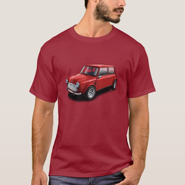 Camiseta Vermelho no mini t-shirt clássico marrom do carro (Frente)