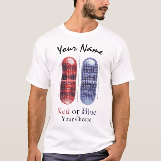 Camiseta Vermelho ou Azul - Sua Escolha | Cyberpunk Pill Ar (Frente)