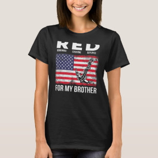Camiseta Vermelho Para O Meu Irmão Soldado Americano Suport