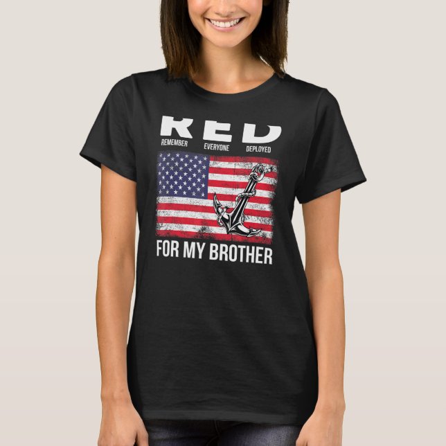 Camiseta Vermelho Para O Meu Irmão Soldado Americano Suport (Frente)
