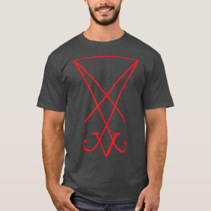 Camiseta Vermelho Sigilo de Lucifer Witchcraft Magick Satã 