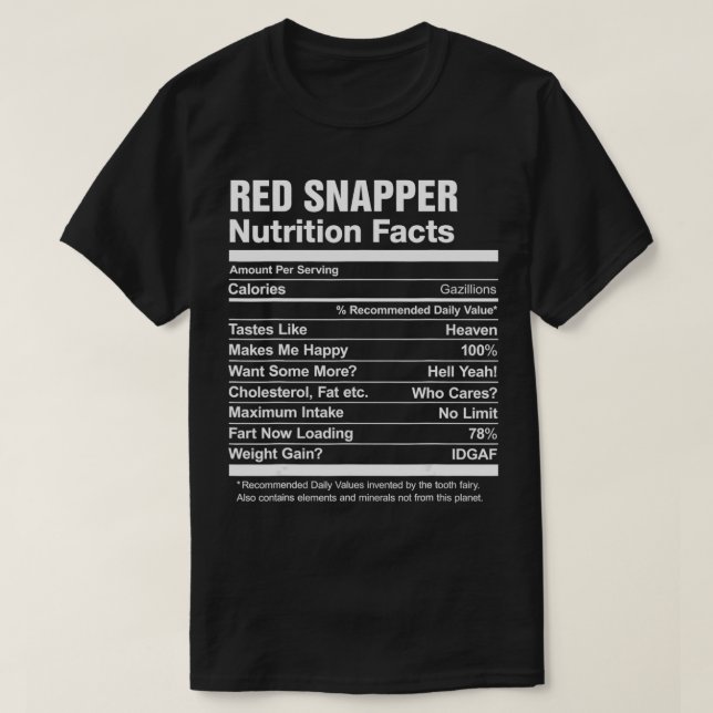 Camiseta Vermelho Snapper Nutrição Fala Gráfico Engraçado (Frente do Design)