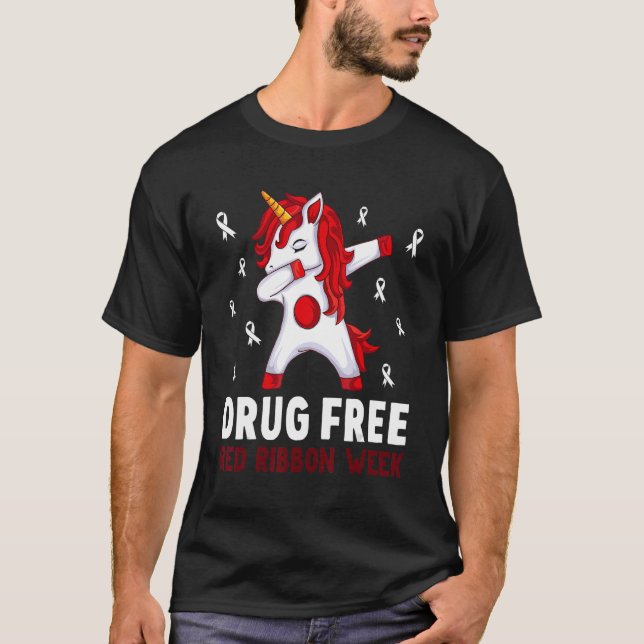 Camiseta Vermelho Vista Livre De Drogas Para Semana Vermelh (Frente)