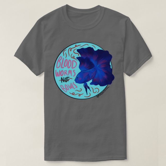 Camiseta vermes de sangue para bettas (Frente do Design)