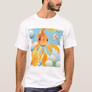 Camiseta Vermilhais De Peixe-Dourado Na Água De Bolha De Pa