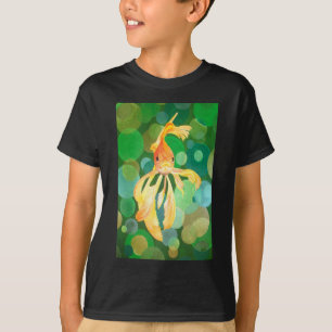 Camiseta Vermilion Goldfish Nadando Em Bolhas Verdes