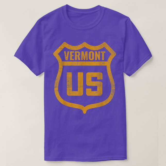 Camiseta Vermont - autoestrada norte-americana com um tronc (Frente do Design)