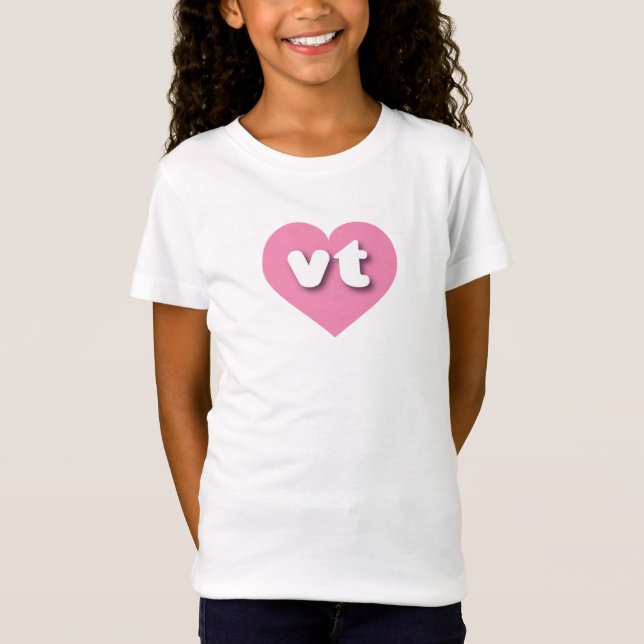 Camiseta Vermont, coração rosa quente - Eu amo vt (Frente)