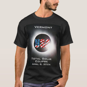Camiseta Vermont EUA Elipse solar total 8 de abril de 2024