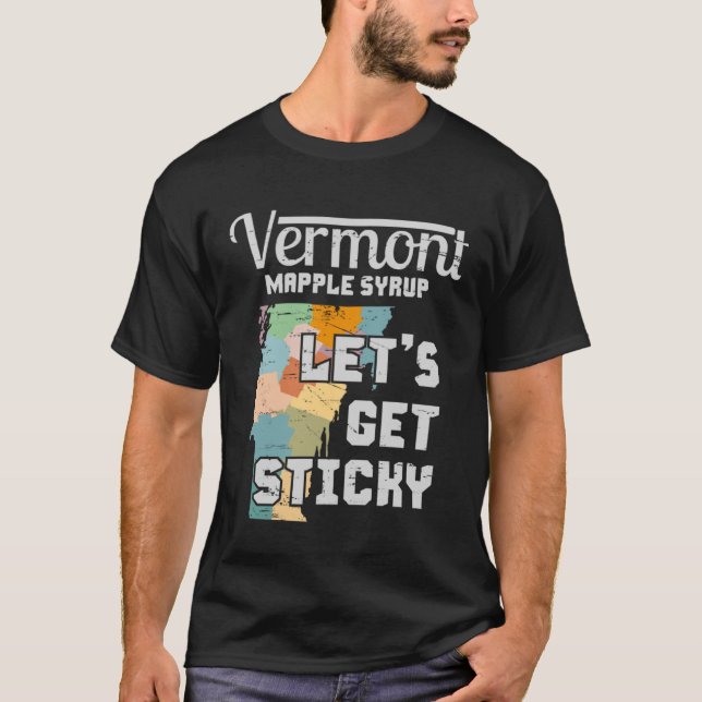 Camiseta Vermont Maple Map Souvenir Syrup (Frente)