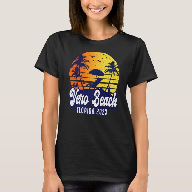 Camiseta Vero Beach 2023 Florida Sunset Beach Retro Premium (Frente)