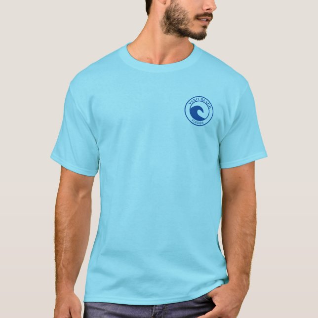 Camiseta Vero Beach Blue Ocean Wave Circ Design (Frente)