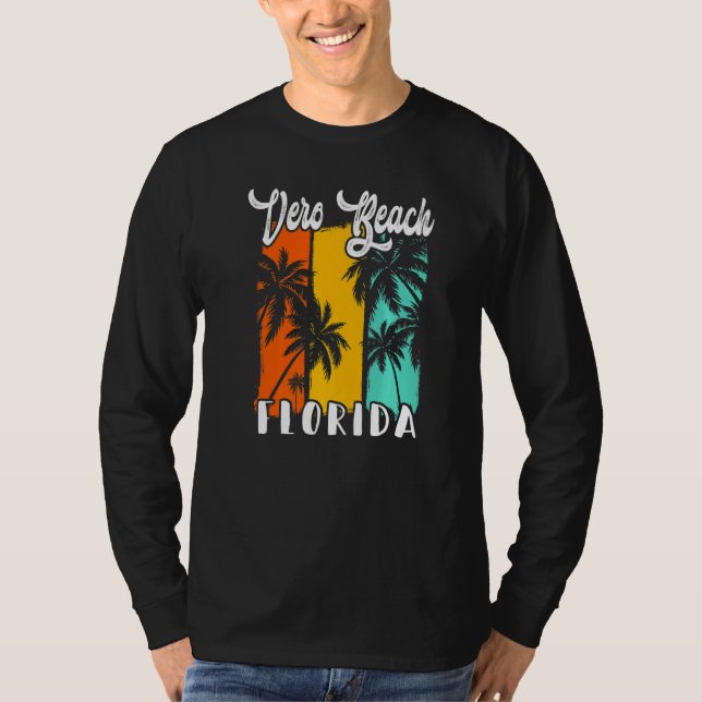 Camiseta Vero Beach Palm Trees Beach Florida Retro Vacation (Frente)