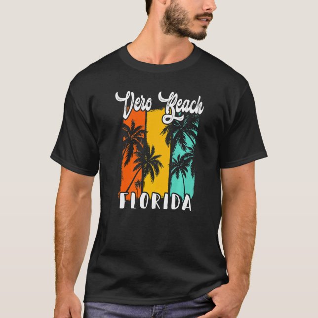 Camiseta Vero Beach Palm Trees Beach Florida Retro Vacation (Frente)
