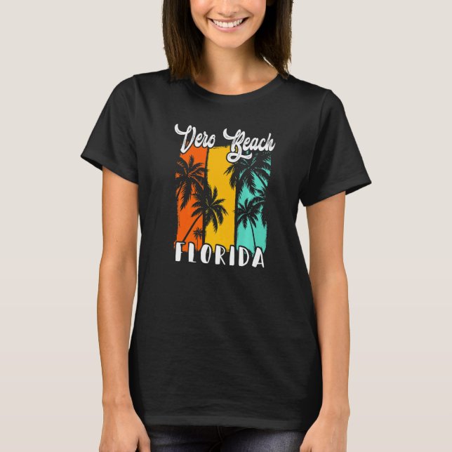 Camiseta Vero Beach Palm Trees Beach Florida Retro Vacation (Frente)