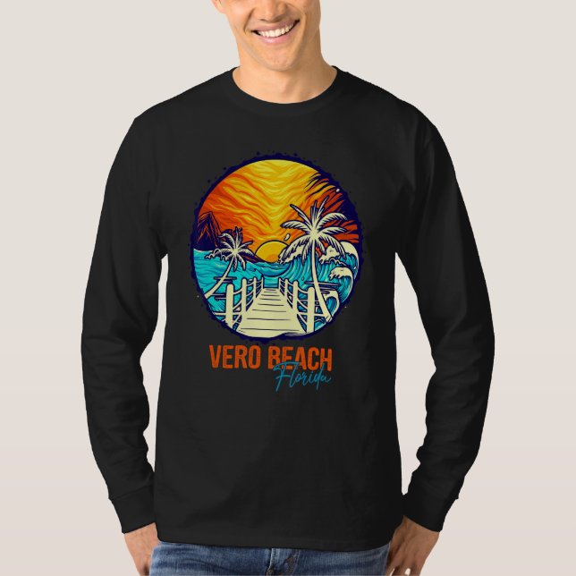 Camiseta Vero Beach Sunset Matching Vacation Friends Family (Frente)