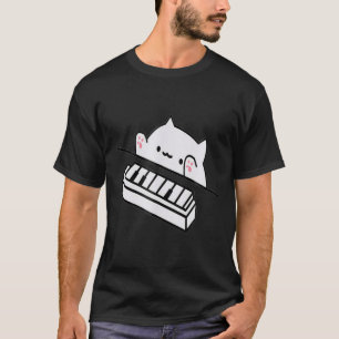 Camiseta versão engraçada bonito do piano do meme do gato
