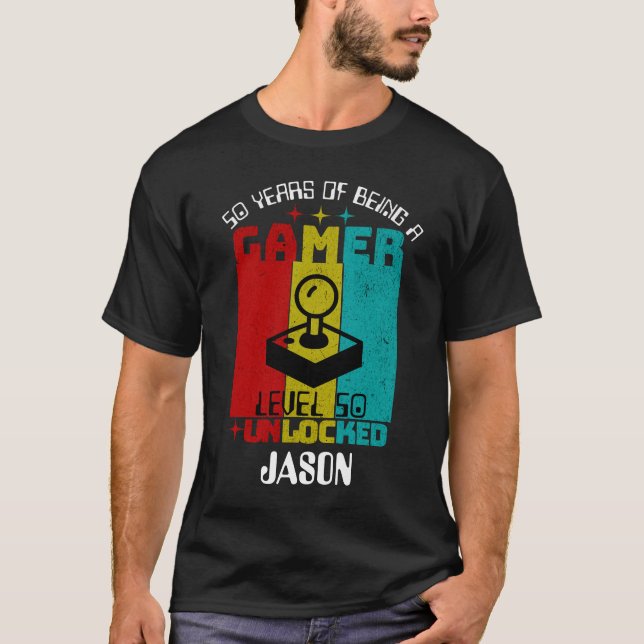 Camiseta Versão personalizada de 50 anos Nível 50 Aniversár (Frente)