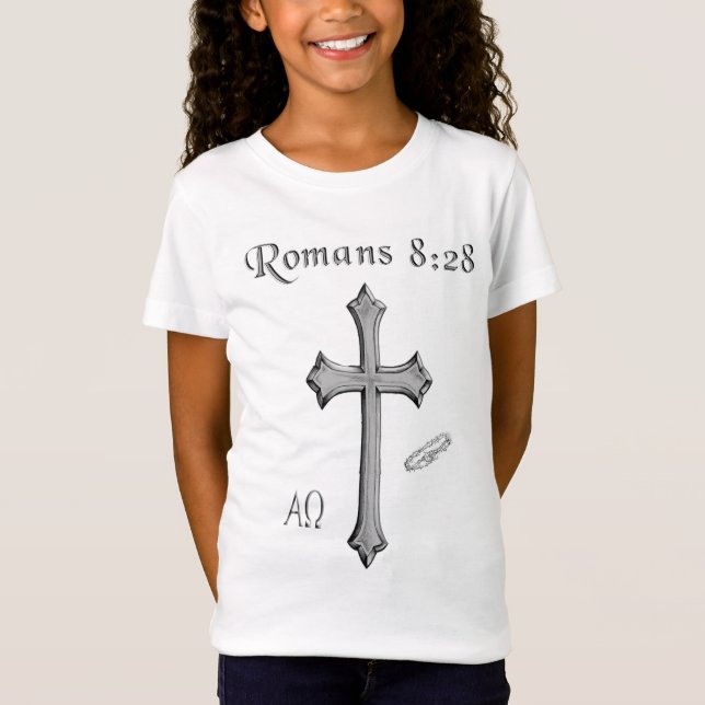 Camiseta versículo bíblico cristão Romanos 8:28 (Frente)