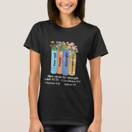Camiseta versículo bíblico de força, amante de livro floral