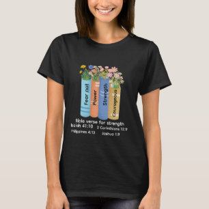 Camiseta versículo bíblico de força, amante de livro floral