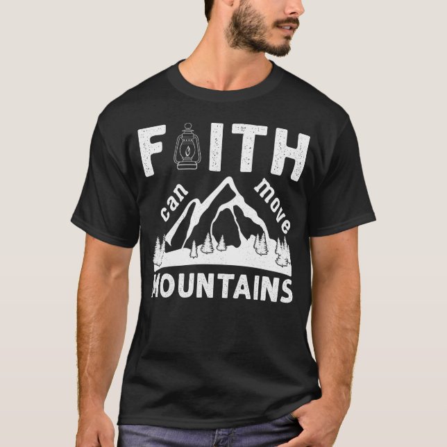 Camiseta Versículo Bíblico Fé Pode Mover Montanhas (Frente)