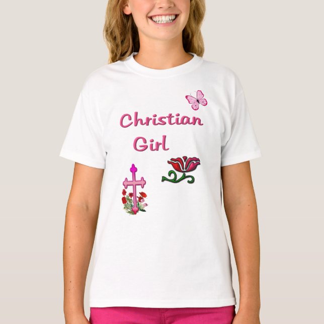 Camiseta versículo bíblico para meninas cristãs (Frente)