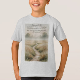 Camiseta Versículo Bíblico Romans 8:28 para Crianç