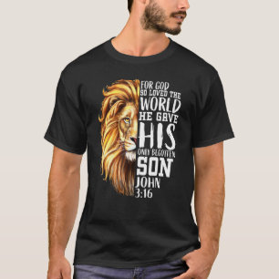Camiseta Versículo cristão João 316 Leão de Judá Amor Fé