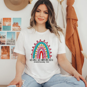 Camiseta versículo da bíblia arco-íris escritura