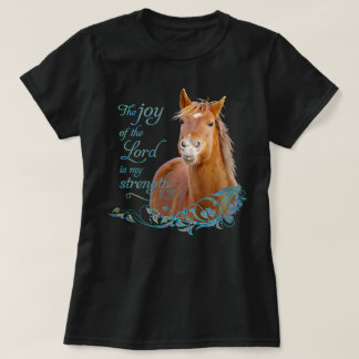 Camiseta Versículo da Bíblia Cristã Cavalo Sorridente