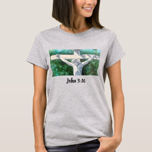Camiseta Versículo da Bíblia Cruz Branca com Jesus