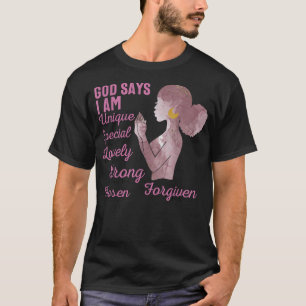 Camiseta Versos de Bíblia Motivacional para Mulher Afro-Ame