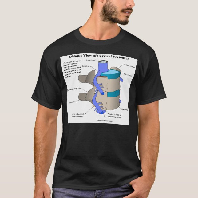 Camiseta Vértebra cervical da coluna espinal humana (Frente)